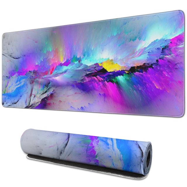 Improve Your Gaming with our Large Mouse Pad: Non-Slip Rubber Base, Stitched Edges, Stunning Colorful Galaxy Design (31.5x11.8in)