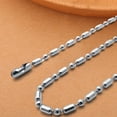 thumbnail image 3 of Kripyery 2.4mm Hip Hop Silver Color Chain Necklace Stainless Steel Ball Beads Unisex Long Necklace Jewelry Accessory, 3 of 8