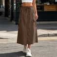 thumbnail image 4 of ShomPort Women's Cargo Skirts Long Skirt Flap Pockets Drawstring Elastic Waist Ankle Length Trendy Summer Skirt, 4 of 7