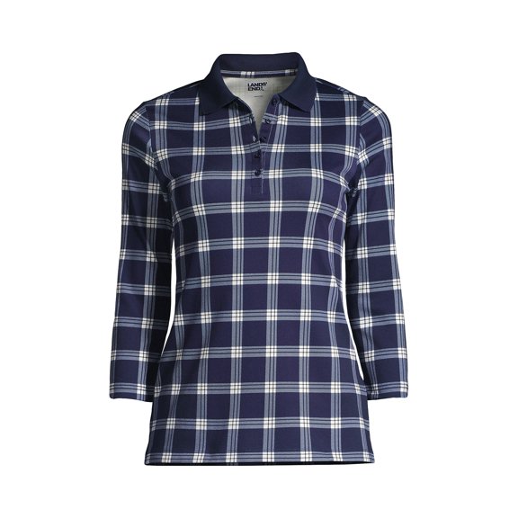 Lands' End Women's Petite Supima Cotton 3/4 Sleeve Polo Shirt