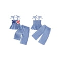 thumbnail image 2 of BemeyourBBs Toddler Baby Girl 4th of July Outfit Baby Girls Patriot Independent Day Clothes Star Striped Big Bow Tie Shoulder Smocked Babydoll Tops and Wide Leg Pants Set Baby Girls Summer Clothes, 2 of 9