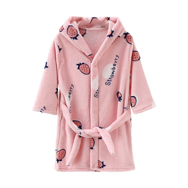 jovati Nightdress 212Years Girls Fleece Hooded Bathrobe Childrens Warm