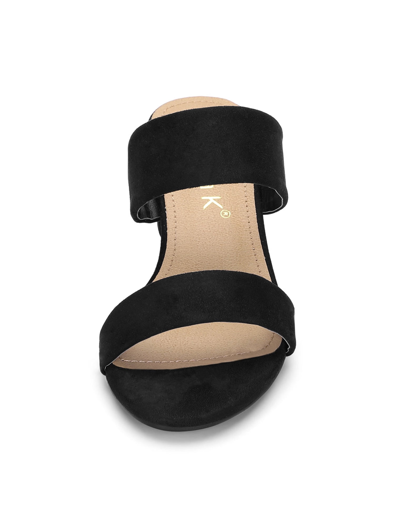 DARING DIVA Stylish Women's Block Heel Dual Straps Slide Sandals 8.5 Black