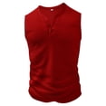 thumbnail image 5 of Men's Ribbed Henley Tank Tops Knit V Neck Sleeveless Workout T Shirt Muscle Gym Fitness Tee Navy, 5 of 7