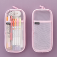 thumbnail image 3 of Grid Mesh Pencil Bag Clear Simple Stationery Organizer Multi-Color Pen Marker Pouch for Adults Office Business, 3 of 5