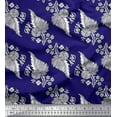 thumbnail image 1 of Soimoi Polyester Crepe Fabric Leaves & Floral Block Printed Fabric 1 Yard 42 Inch Wide, 1 of 3