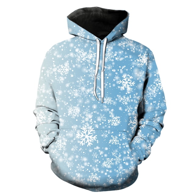 Sudadera con capucha de copos de nieve de invierno para hombre, de gran tamaño, divertida, con estampado 3D, informal, estilo hip hop, unisex, para adolescentes y primavera