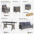 thumbnail image 3 of MEISSALIVVE 7 Pieces Patio Furniture Set with Dining Table, Outdoor Wicker Conversation Set with Wood Armrest Chairs, 2 Ottomans, Gray, 3 of 12