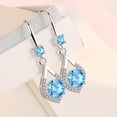 thumbnail image 4 of Riguas 1 Pair Women Hanging Earrings Blue Rhinestone Water Drop Shape Drop Earrings Hollow Out Dangling Earrings for Prom Party Datings, 4 of 7