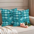thumbnail image 2 of Green Outdoor Waterproof Pillow Covers, Modern Geometric Fish Scale Abstract Moroccan Decorative Square Throw Pillowcase Sofa Cushion Sham for Patio/Couch/Chair, 26"x26" 2 Pack, 2 of 8