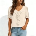 thumbnail image 2 of UAMVSH Womens Blouses Dressy Casual Short Sleeve Tunic Tops Summer Ruffle V Neck Business Work Shirts Fashion Clothing, 2 of 7