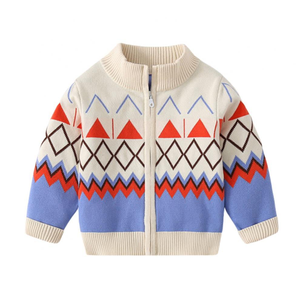 Infant Baby Boys Girls Fall Winter Knit Cardigan Jacket V-Neck Stitching Color Sweater for Toddler Newborn Unisex Babies