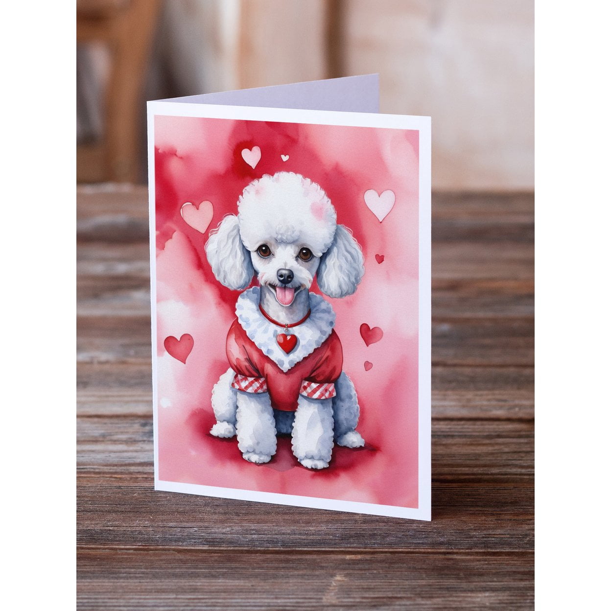 White Poodle My Valentine Greeting Cards Pack of 8 7 in x 5 in