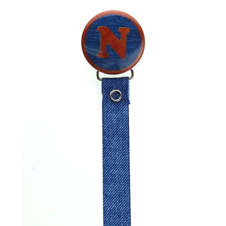 Personalized Initial Denim & Leather Pacifier Clip