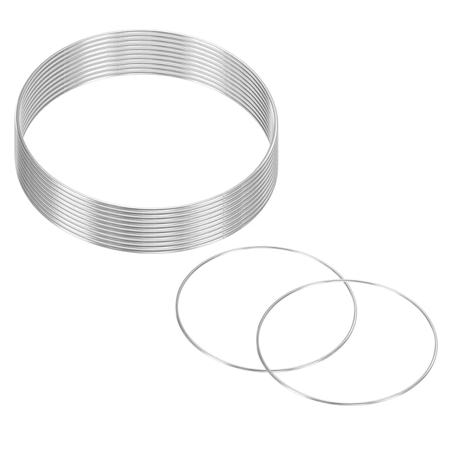 Uxcell Paquete de 12 Anillos de Atrapasueños, Forma Redonda de Metal de 5.9 Pulgadas para Decoraciones de Manualidades DIY Blanco Plateado