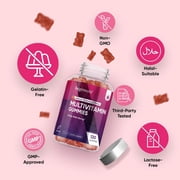 WeightWorld Adult Multivitamin Gummies for Men & Women, Bones, Energy & Immune Health, Natural Strawberry Flavor, Vitamins A, C, D3, E, B6, B12 & B7 (Biotin), 120 Count