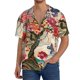 thumbnail image 1 of Fotbe Butterflies And Flowers Painting Camisa Estampada de Manga Corta para Hombre, Casual de Verano, Estilo Playero, Sin Arrugas-Medium, 1 of 5