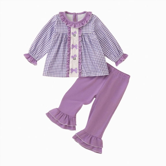 mgoYE Toddler Baby Girl Outfit Shirts Tunic Top and Ruffle Pants Set for Fall Winter Spring for Gift, Pototshoot and Daily