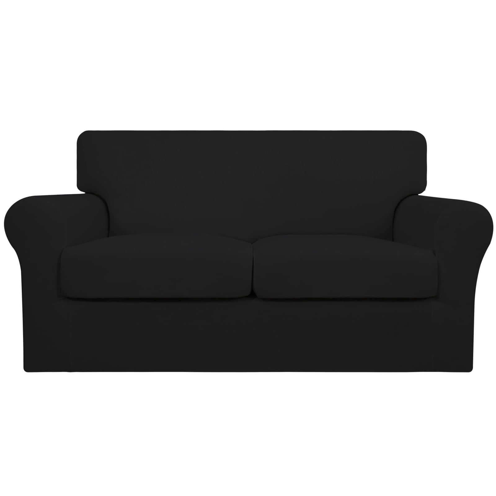 EasyGoing 3 Pieces Super Stretch couch cover, Loveseat size, Black (Slipcover Only)