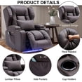 thumbnail image 4 of IPKIG Brown Wood Frame Faux Leather Power Recliner with Heat and Massage for Home Theater, 2-Piece Set, 4 of 7