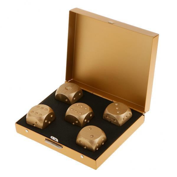 4xJuego De 5 Dados Dorados Cuadrados De Seis Caras De Aleación De Aluminio Con Caja Cuadrada Sunnimix Dados creativos