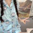 thumbnail image 4 of Cute Chiikawa 2Pcs Pajamas Suit Kawaii Summer Women Homewar Short Sleeve Pants Cartoon Sleepwear, 4 of 26
