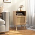 thumbnail image 2 of Costway 1 PC Rattan Nightstand Boho Accent Bedside Table with 2 Storage Drawers Modern Natural, 2 of 9