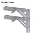 thumbnail image 1 of Heavy Duty Folding Shelf Brackets - 8, 10 & 12 - Wall Mounted for Bench Table with Screws, 1 of 5