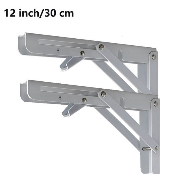 Heavy Duty Folding Shelf Brackets - 8, 10 & 12 - Wall Mounted for Bench Table with Screws