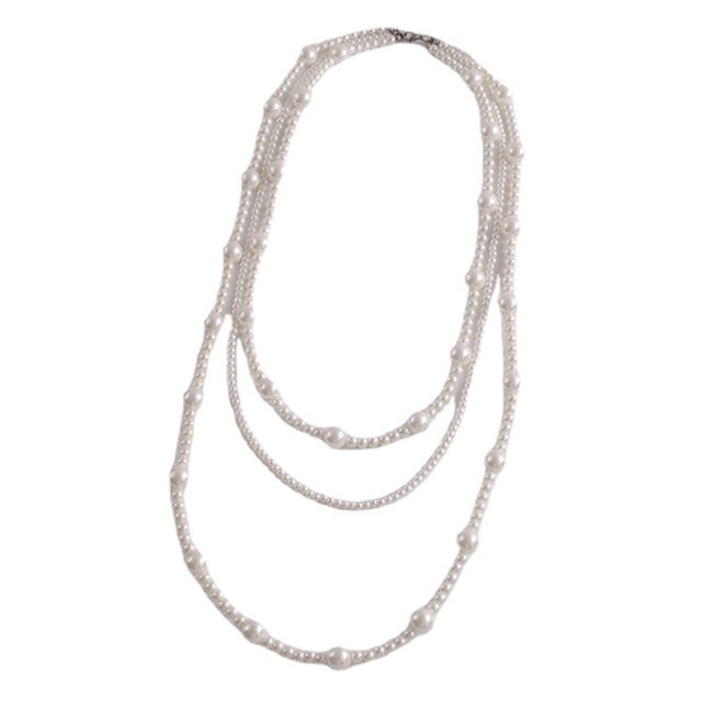 Kkkded Collier Chandail Style Français Rétro Perles Artificielles - Long, Trois Couches, Cadeau de Luxe