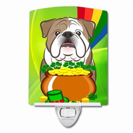 Caroline s Treasures BB1963CNL English Bulldog St. Patrick s Day Ceramic Night Light 6x4x3 multicolor