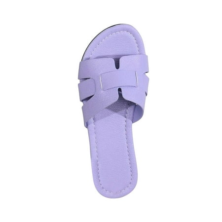 

LoyisViDion Flat Sandals for Women Casual Flat Sandals Solid Color Open Toe Non Slip Shoes Outdoor Versatile Slippers Purple 8.5(41)