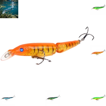 Lifelike Jointed Minnow Lure - Two Piece Hard Wobbling Crankbait Articulated Swimming Bait for Bass Trout Durable Freshwater Artificial Fishing Lure