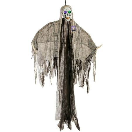 Halloween Haunters Hanging Skeleton Reaper Ghost with Light-Up Eyes ...