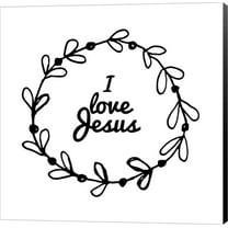I Love Jesus - Wreath Doodle White by Inspire Me, Canvas Wall Art