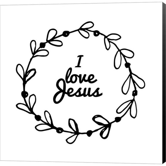I Love Jesus - Wreath Doodle White by Inspire Me, Canvas Wall Art