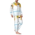thumbnail image 2 of Salouo Corgi In The Shower Cap Bathing Print Button-Front Long Sleeve Pajama Set for Men, Soft 2Pjs Men's Long Sleeve Sleepwear-Large, 2 of 7