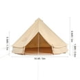 thumbnail image 6 of KFFKFF All-Weather Canvas Dome Tent, 5m/16.4ft Yurt Style Shelter, Camping Tent with Chimney Hole, Accommodates Maximum 8 Individuals, Ideal for Family Outdoors, Hunting, and Gatherings, 6 of 9