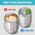 thumbnail image 4 of 12oz Stemless Wine Tumblers Colorful Striped Cartoon Unicorn Pattern Vacuum Insulated Stainless Steel Travel Tumbler Cups Mug with Lid and Straw for Champaign,Cocktail,Beer with Cleaning Brush, 4 of 5