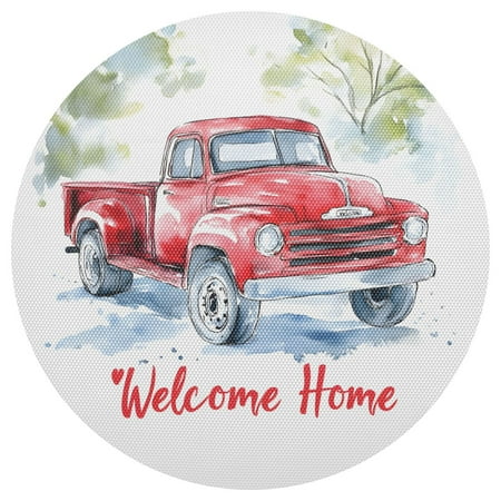

joogoo Truck Oil Paint Round Plate Mats for Dining Table Placemat 1 Piece Holiday Decoration
