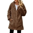 thumbnail image 4 of DuoJiaJ Women Oversized Jackets Fuzzy Fleece Hoodies Zip Up Outerwear Coat With Pockets Womens Fleece Jacket Yellow XL, 4 of 5