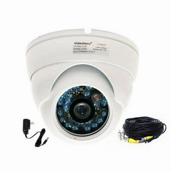 VideoSecu IR Night Vision Vandal Proof Security Camera Builit-in 1/3" SONY CCD 600 TVL Wide Angle w/ Power and Cable b6h
