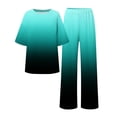 thumbnail image 4 of Ensembles de Pyjama pour Femmes Adapté Été Col Rond Manches Courtes Imprimé Floral Haut Chemise avec Pantalon Grande Taille 2 Ensemble m, 4 of 5
