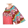 thumbnail image 2 of Chemin de Moda Women's Wide Raglan Short Sleeve Floral Floor-Length Nightgown, 2 of 4