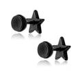 thumbnail image 3 of Pendientes de perlas Hugo acero inoxidable 316L negro pentagrama Barbell Stud, 3 of 6