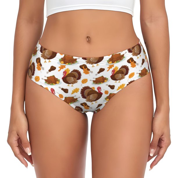 Balery Turkey And Thanksgiving3 Ropa Interior de Algodón para Mujer con Dibujo – Braguitas Cómodas y Elásticas, Estilo Clásico-X-Small