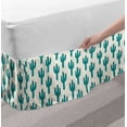 thumbnail image 2 of Cactus Print Bed Skirt, Illustration of Cacti Silhouettes with a Flower Doodle Repetition, Elastic Bedskirt Dust Ruffle Wrap Around for Bedding Decor, 4 Sizes, Pale Petrol Blue Ivory, by Ambesonne, 2 of 2
