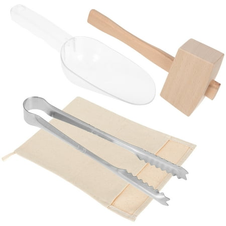 

Frcolor 1 Set Ice Bag Wooden Ice Mallet Ice Scoop Clip Bar Pub Tools Kitchen Accessories