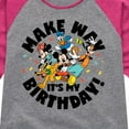 thumbnail image 3 of Mickey & Friends - Make Way It's My Birthday - Toddler And Youth Girls Raglan Graphic T-Shirt, 3 of 4