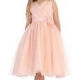 thumbnail image 2 of Little Girls Ruched V Neck Tulle Easter Pageant Gown Flowers Girls Dresses Ivory 4 (M3B4K7), 2 of 4